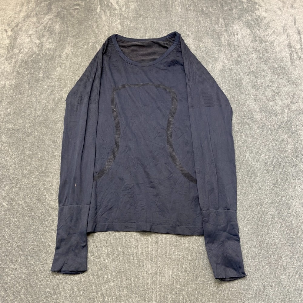 Lululemon Swiftly Tech Shirt Women L Navy Blue Waist Length Long Sleeve Pullover